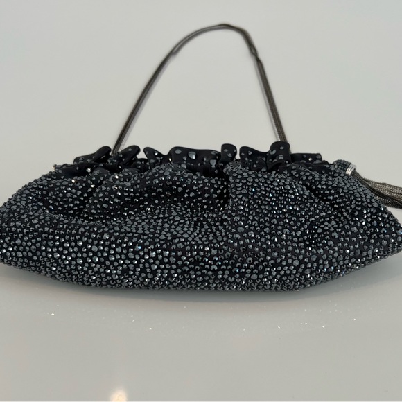 JUDITH LEIBER CHARCOAL CRYSTAL CONVERTIBLE CLUTCH SHOULDER BAG - Picture 13 of 17